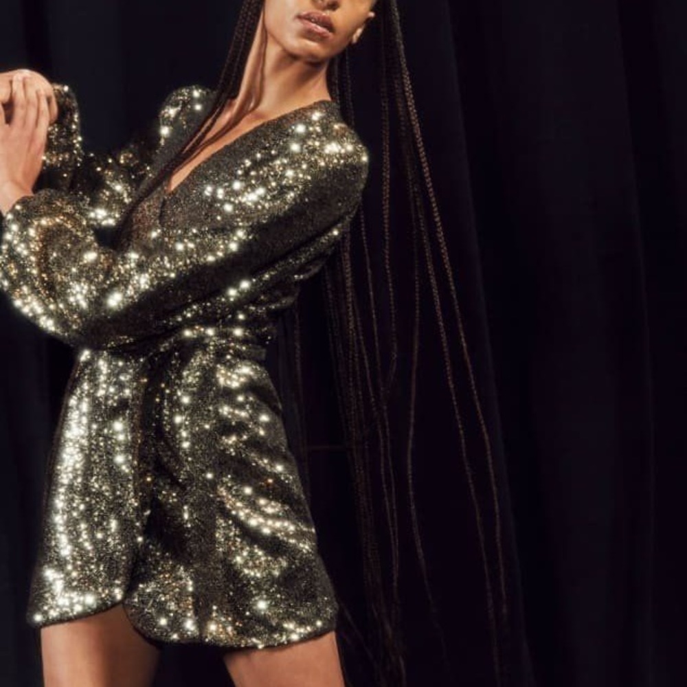Reformation Gold Sequin Mini Dress